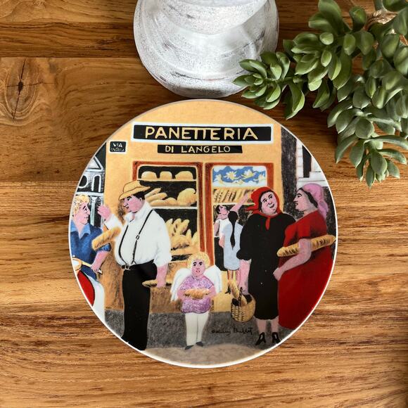 Guy Buffet Italian Village Plates Set of 6 Santa Barbara Ceramic w Box Unused - Picture 7 of 13